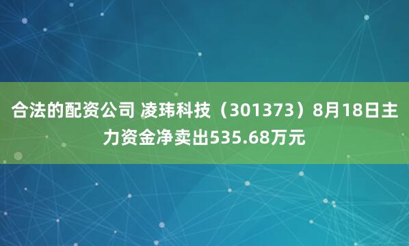 合法的配资公司 凌玮科技（301373）8月18日主力资金净卖出535.68万元